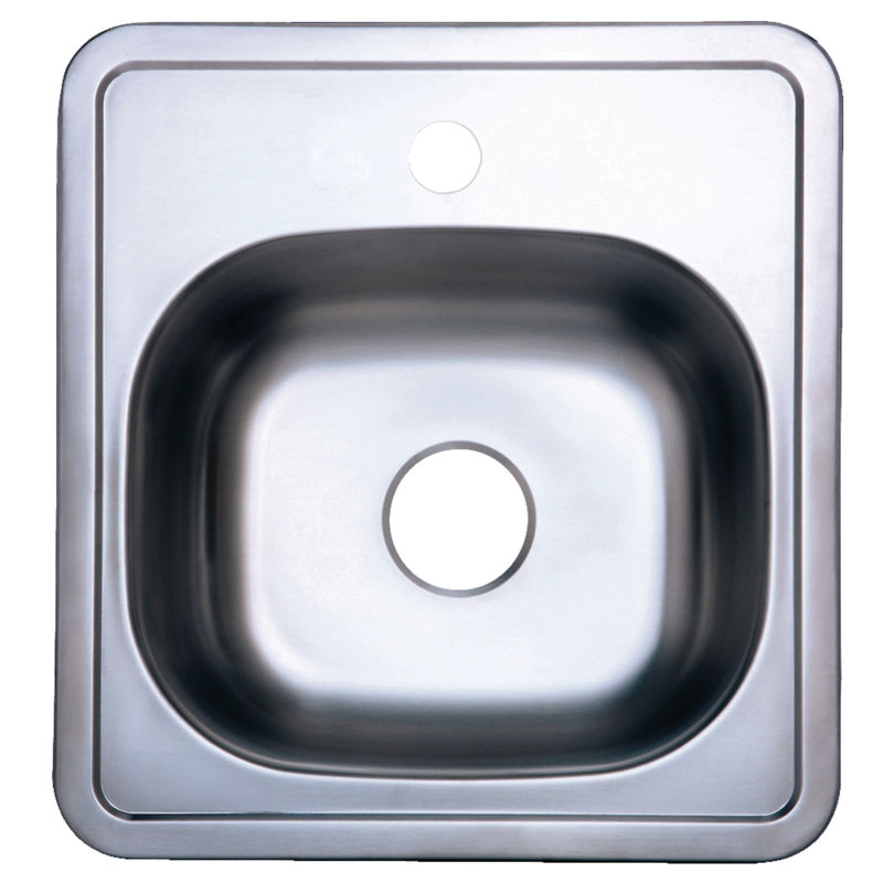 Studio Single Bowl 15" L x 15" W Drop-In Bar Sink, 1 hole, 23-Gauge