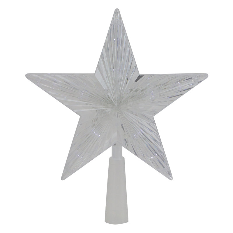 Clear Crystal Star Christmas Tree Topper with LED Lights