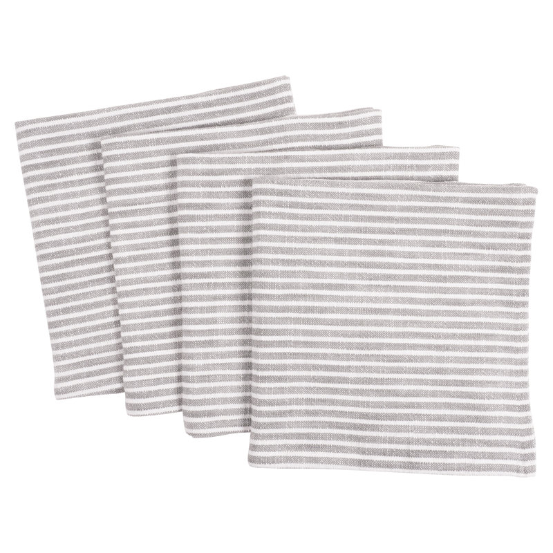 Valorie Cotton Striped Square Napkin, Gray