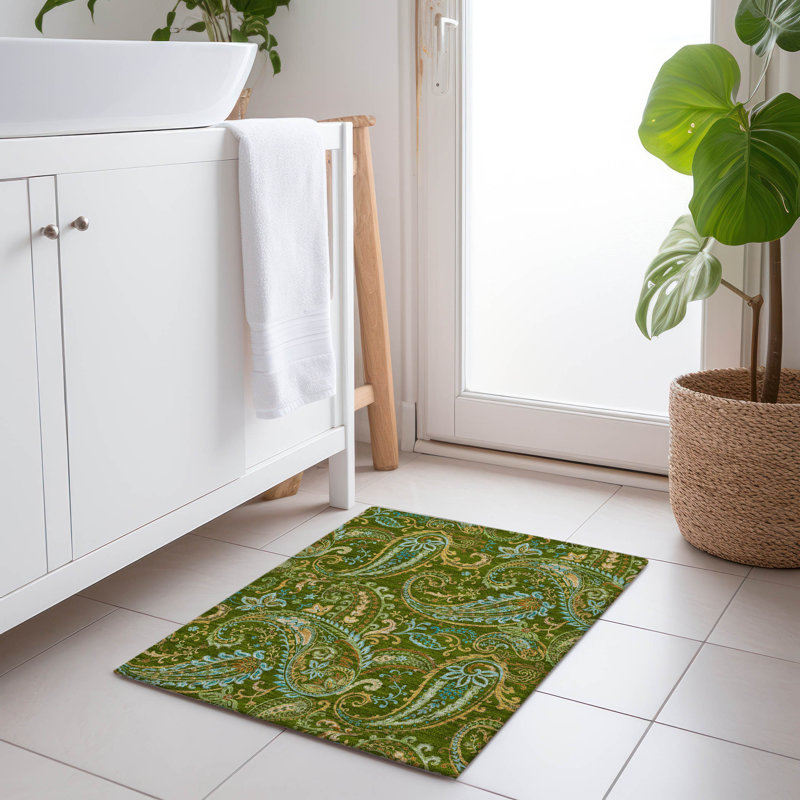 Kinslee Washable Paisley Indoor / Outdoor Rug, Rectangle 1'8" x 2'6"
