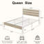 Structure de lit grand en métal avec tête et pied de lit en bois Alicia, lit plateforme rustique industriel avec support en acier robuste, aucun sommier requis, rangement sous le lit, sommier anti-bruit, naturel-1758362919-1830588107
