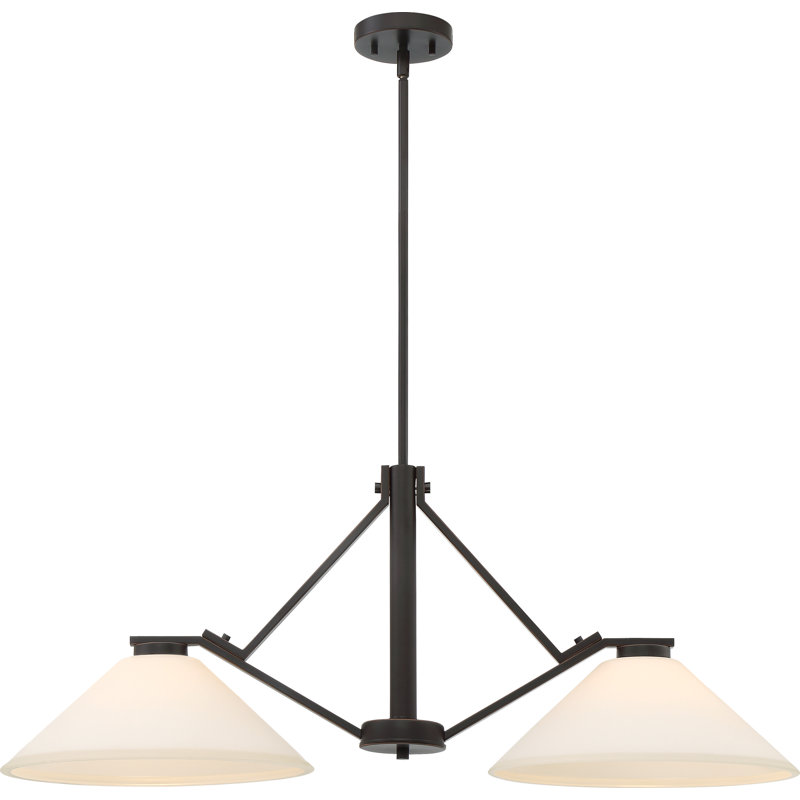 Luminaire suspendu linéaire à 2 lumières pour îlot de cuisine Naccarato, Bronze acajou