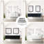 Meuble-lavabo double bleu avec comptoir en quartz blanc Miroirs - l 60 po x P 22 po, fermeture en douceur, cadre en bois massif, remplissage