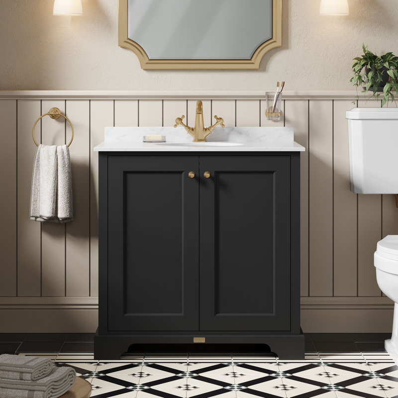 Bayswater Bathroom Vanity, Matt Black, 81.7cm W