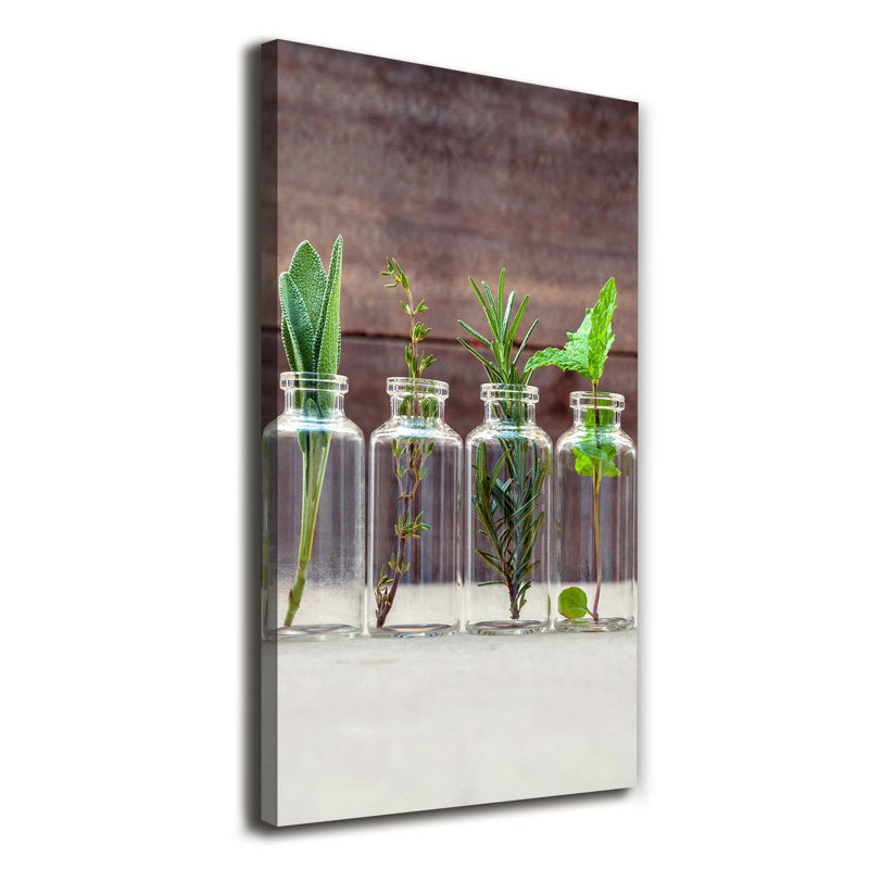 Herbs In Jars - Wrapped Canvas Print