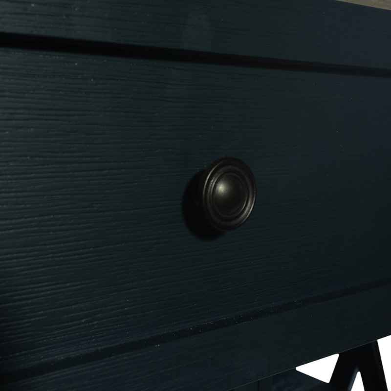 Navy Transitional Rubberwood Pine Server with Storage