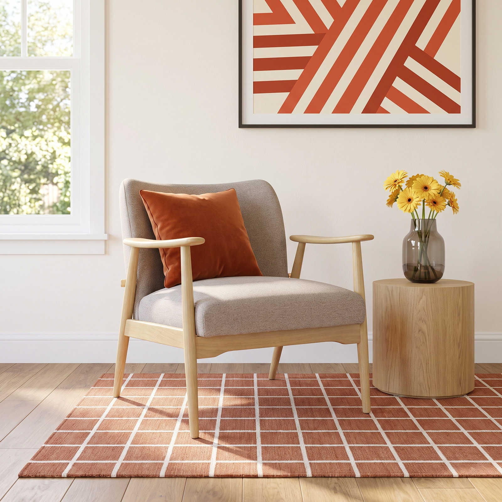 Lounge Chair, Gray, Gray Wood