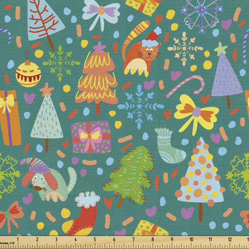 Khari Kittens Trees and Ornaments Multi-Purpose Fabric