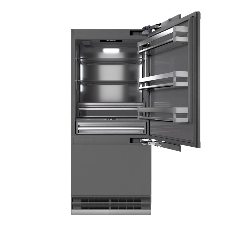 ZLINE Autograph 36 in. Panel Ready Refrigerator w/ Grey Interior and Black Accents
