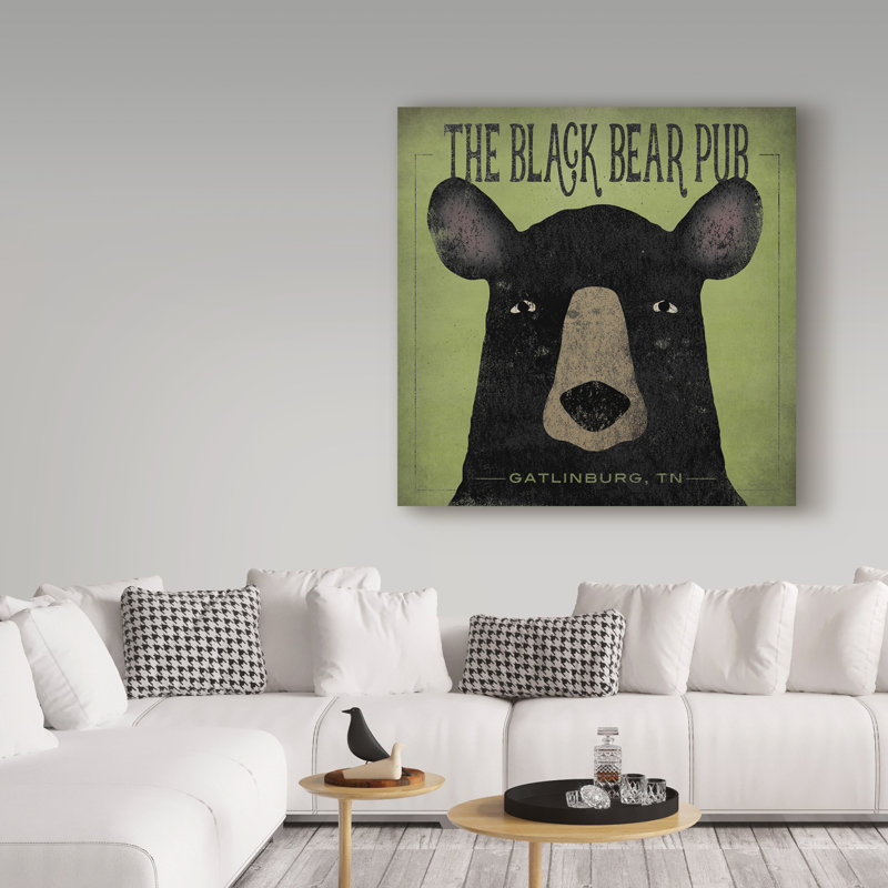 « the black bear pub », reproduction d’impression sur toile tendue, H 14 po x l 14 po x P 2 po
