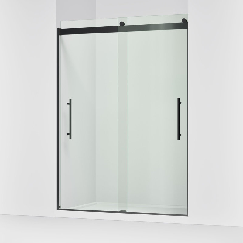Levity Plus Less Sliding Shower Door, 81-5/8" H x 56-5/8 - 59-5/8" W, With 3/8" Thick Crystal Clear Glass, Black
