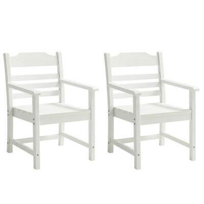 Chaise de patio 2 pièces avec accoudoirs, hanches, aspect grain de bois blanc pur, texture de détente extérieure 2 pièces, mobilier pour la détente
