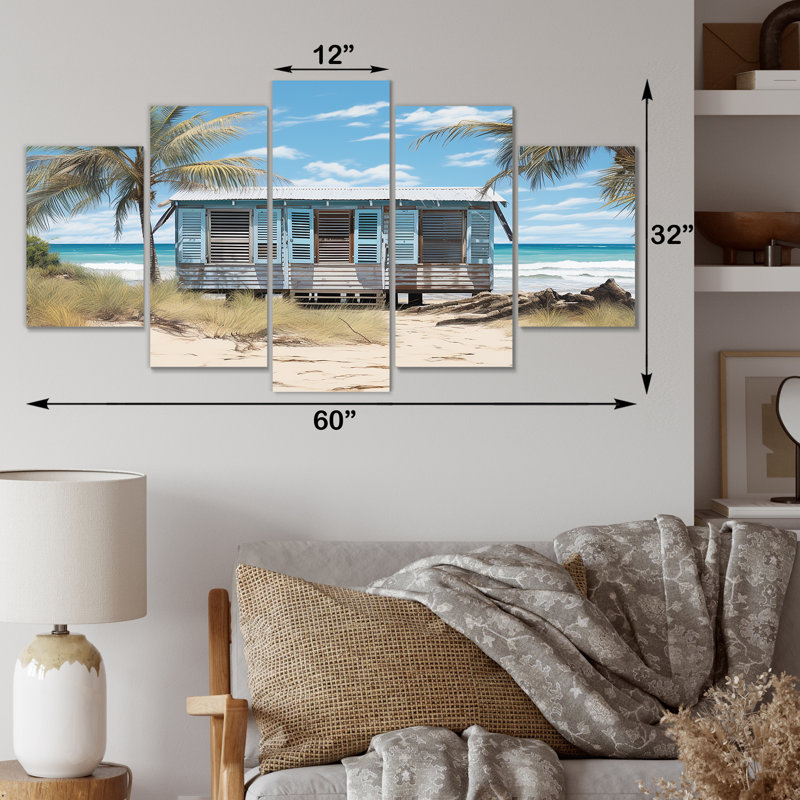 «Beachside Cottage Charm II - Coastal Windows Multipanel», art mural