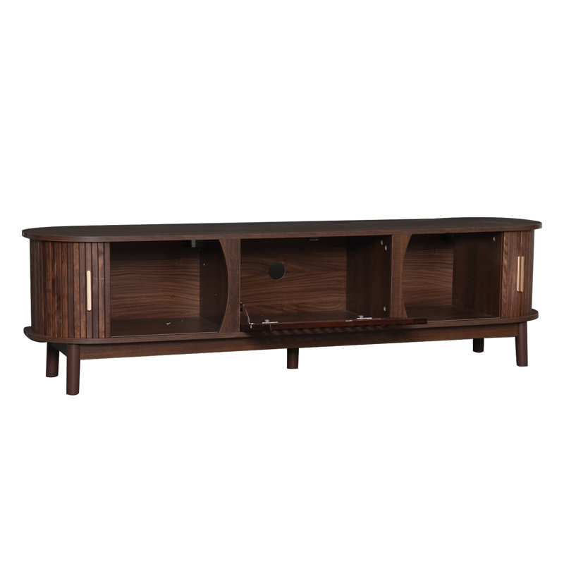 Meuble télé moderne pour téléviseur de 75 pouces, centre de divertissement en bois