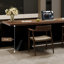 Noyer clair + bureau rectangulaire en bois massif noir + fer + acrylique-72764784