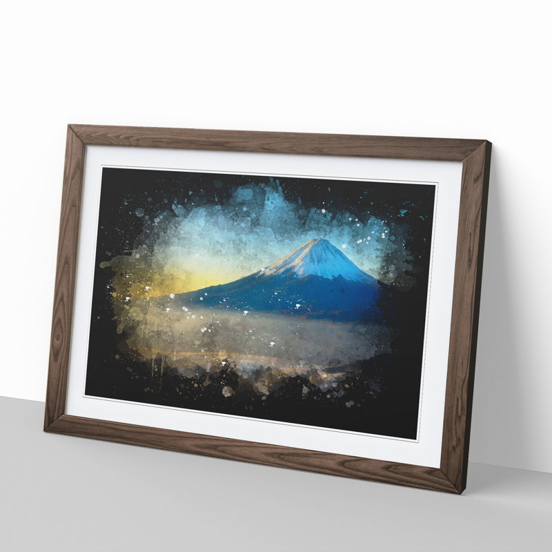Mount Fuji - Picture Frame Painting, 65cm H x 90cm W x 2cm D, Walnut Framed
