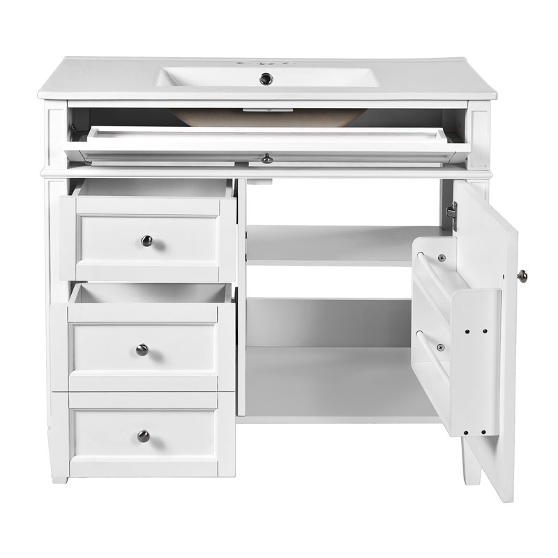 Meuble-lavabo 36 po avec lavabo supérieur, Blanc