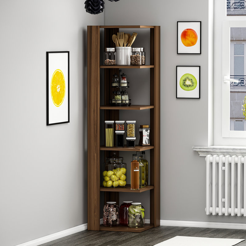 Conley 160.8cm H x 45cm W Corner Bookcase, Brown
