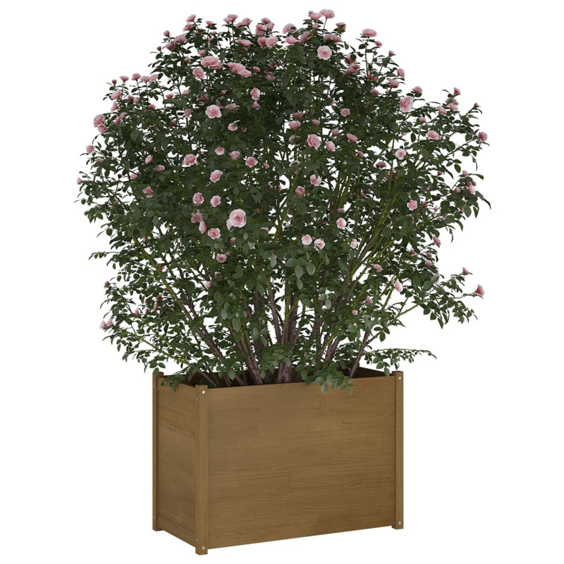 Wood Pot Planter, Honey Brown, 27.6" H x 39.4" W x 19.7" D
