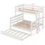 Lit simple superposé au-dessus de grand lit simple avec lit gigogne et échelle intégrée, lit superposé en bois avec garde-corps, peut être séparé en 3 lits-1128713643