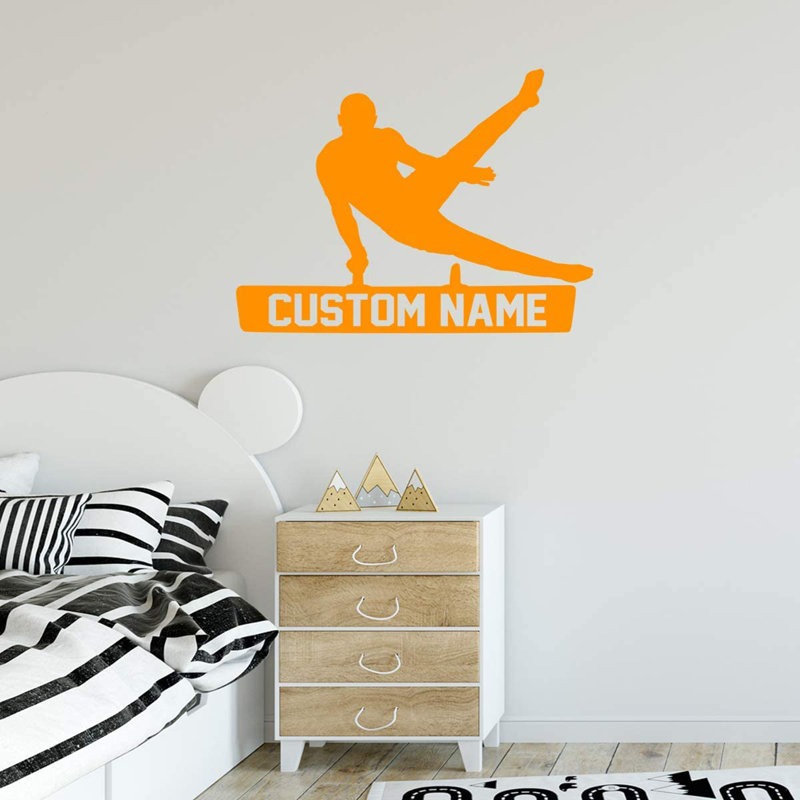 Adhésif décoratif Trinx Gymnastic avec nom personnalisé - CS44, H 13 po x l 17 po, Orangé