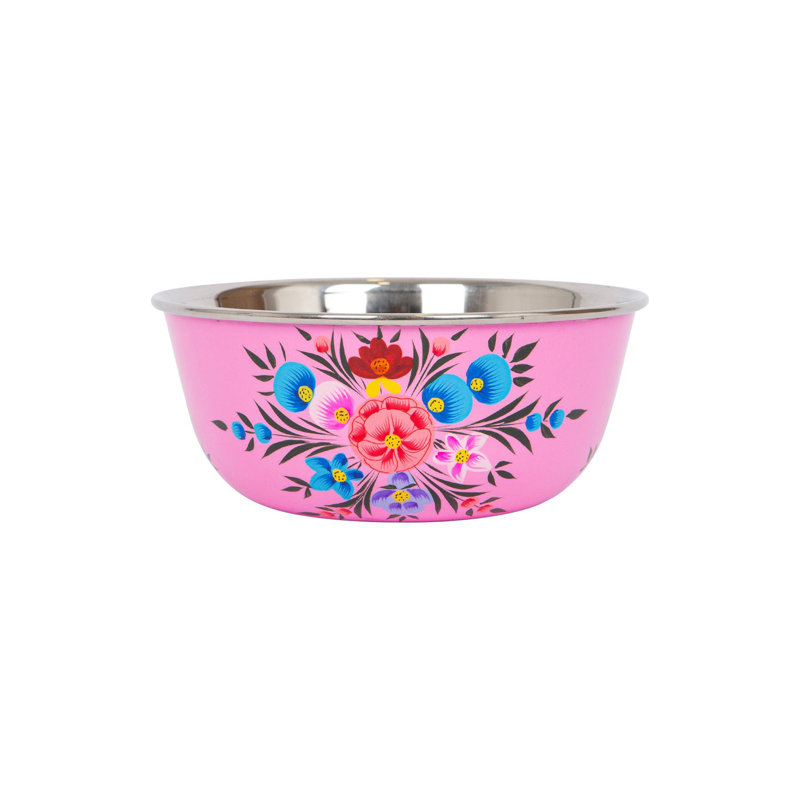 East Urban Home Hand-Painted Picnic Snack Bowl - 14.5cm - Ocean Pansy, Pink
