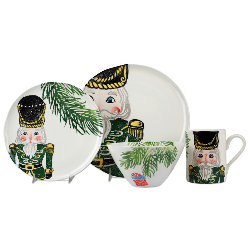 Couvert quatre pièces Nutcrackers, Vert / blanc