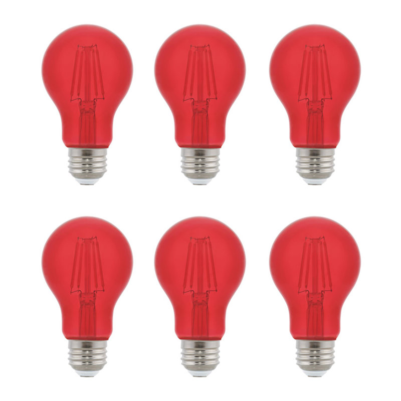 Ampoule à filament rouge A19 4,5 W à culot moyen de 4,5 watts (équivalent 40 watts), paquet de 6