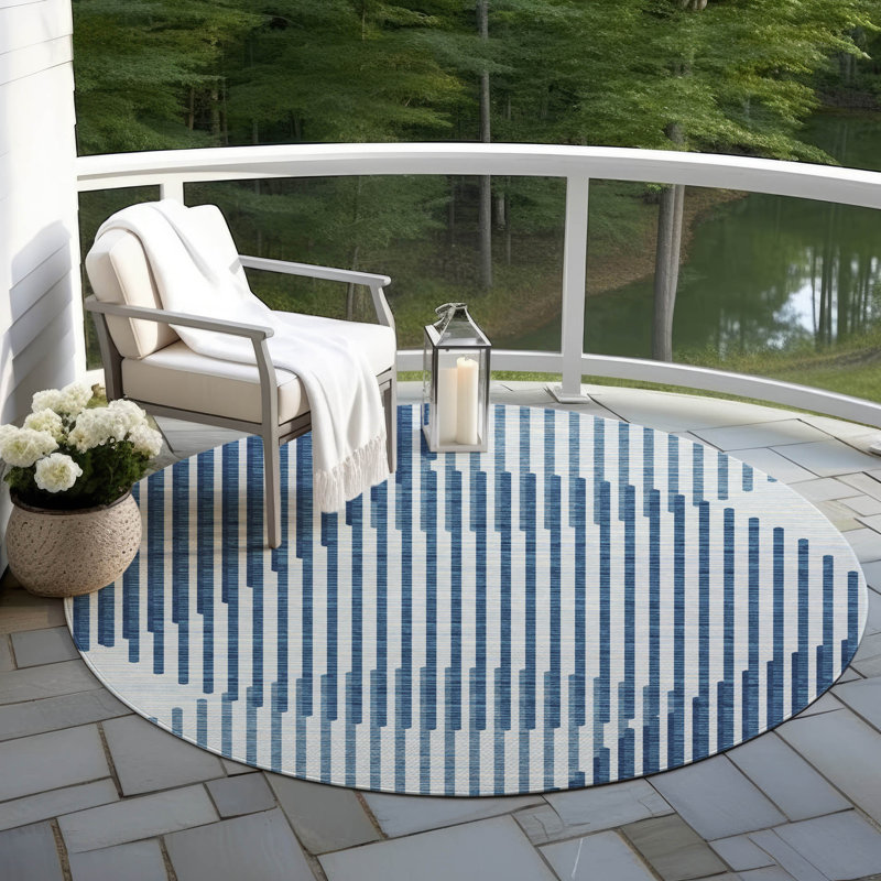 Tapis d'intérieur / extérieur bleu Elowen , 3 pi x 5 pi