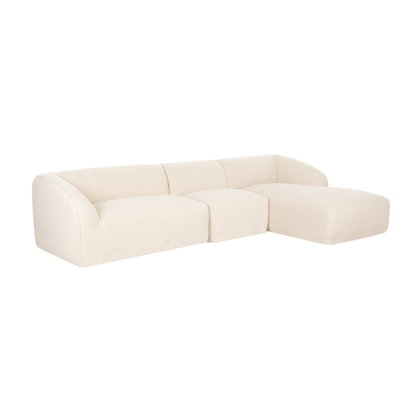 Canapé modulaire Wilde, Orienté à droite, Toile crème crème, H 29,9 po x l 138 po x P 76,3 po