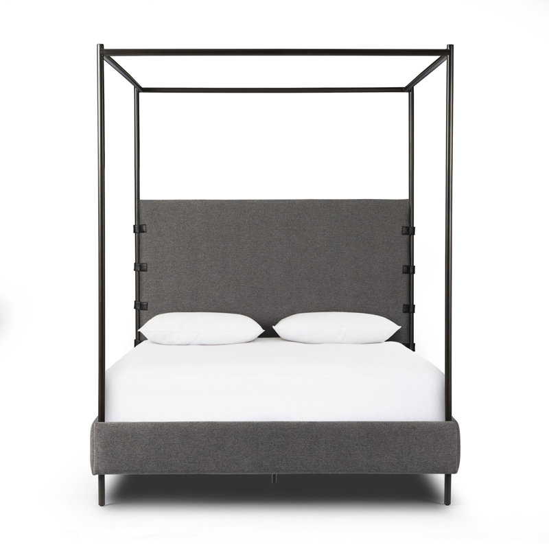 Anderson Upholstered Canopy Bed, King, Beige