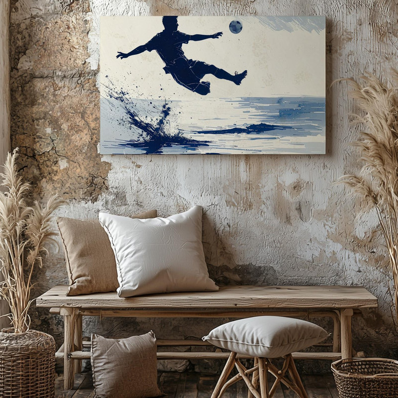 Art mural sur toile, soccer dynamique, bicyclette, coups de pied, sports, prêt à accrocher, galerie, décoration intérieure, conception moderne, qualité supérieure