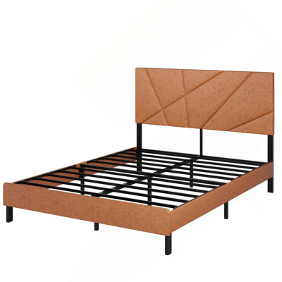 Lit plateforme rétro en métal avec rangement sous le lit, aucun matelas à ressorts requis