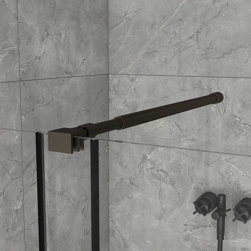 60 In. W X 72 In. H Sliding Semi-Frameless Shower Door In Matte Black Finish With Clear Tempered Glass