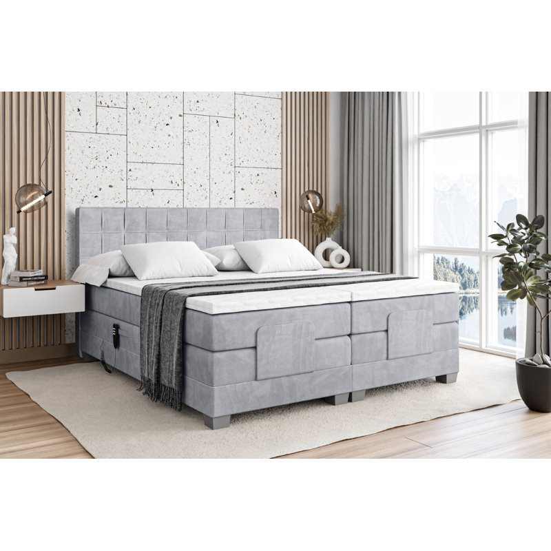 Mariella Pocket Spring Mattress Divan Bed Base, Light gray, 140 x 200cm