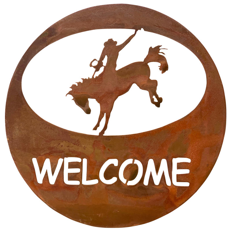 Cercle d'art mural Dugout Creek Designs Western Bronco Rider, Brun