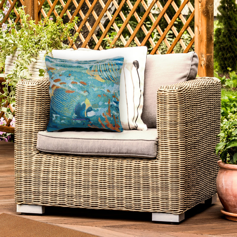 Marina Fantasea Indoor/Outdoor Blue/Green/Orange Square Throw Cushion Cover