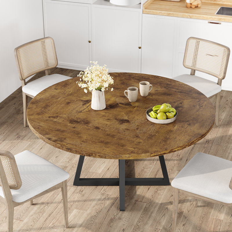 Metal Base Dining Table, Brown