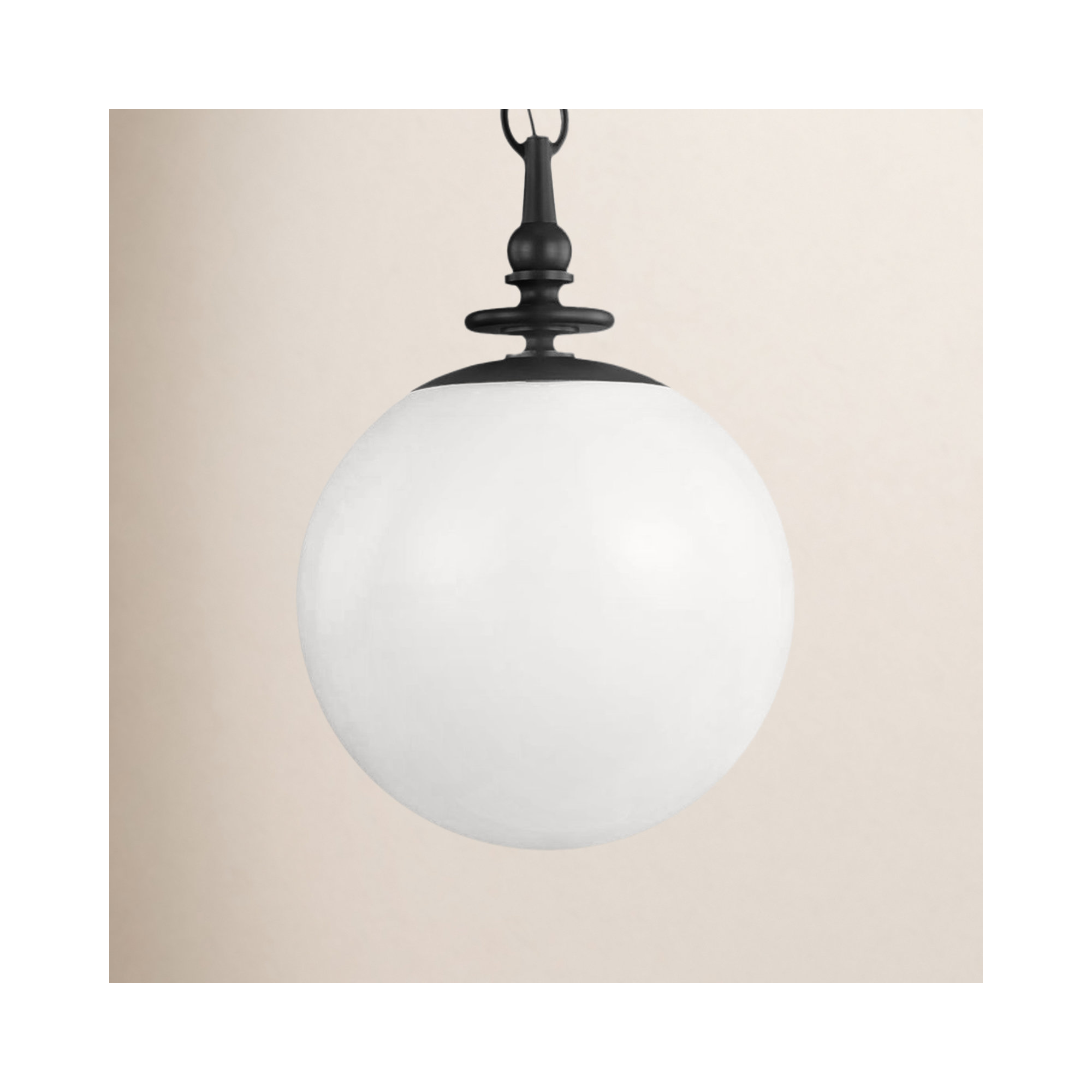 Single Light Glass Dimmable Pendant, Aged Iron, 17.375" H x 11" W x 11" D