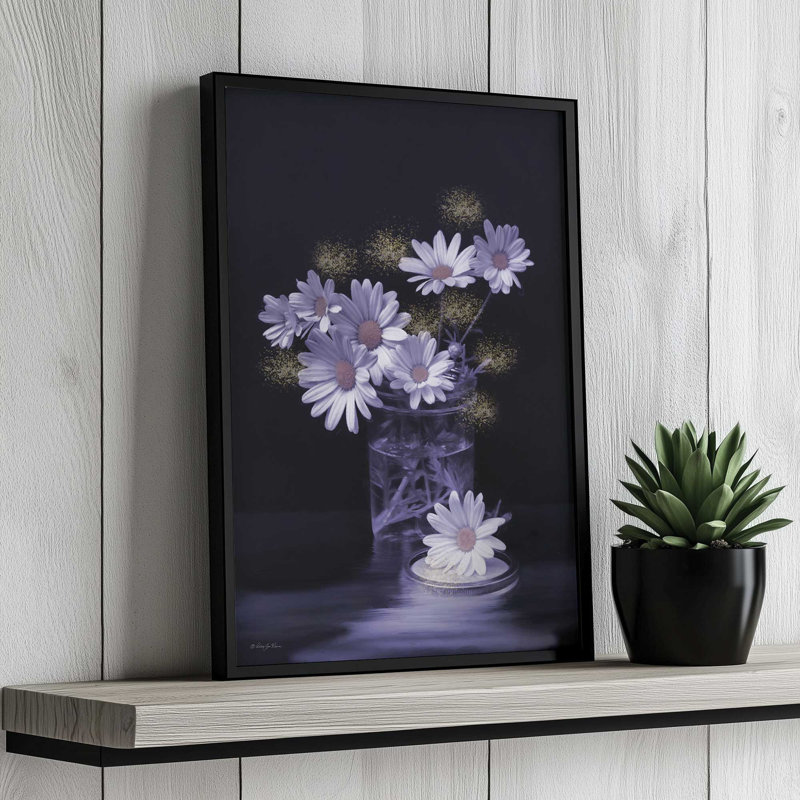 «Moon Dust Daisies II» par Robin-Lee Vieira, reproduction d'art, Silver, 20 W x 30 H, Framed Print
