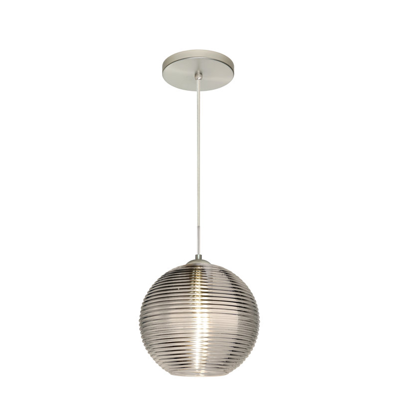 Luminaire sphère suspendu 1 lumières simple Kristall, Non, Fumée, Nickel satiné