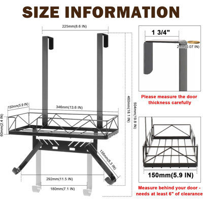Ironing Board Hanger, Metal Over The Door or Wall Mounted Ironing Board Caddy, Ironing Board Storage Shelf with Adjustable Hooks for Laundry Room, Living Room, Bathroom