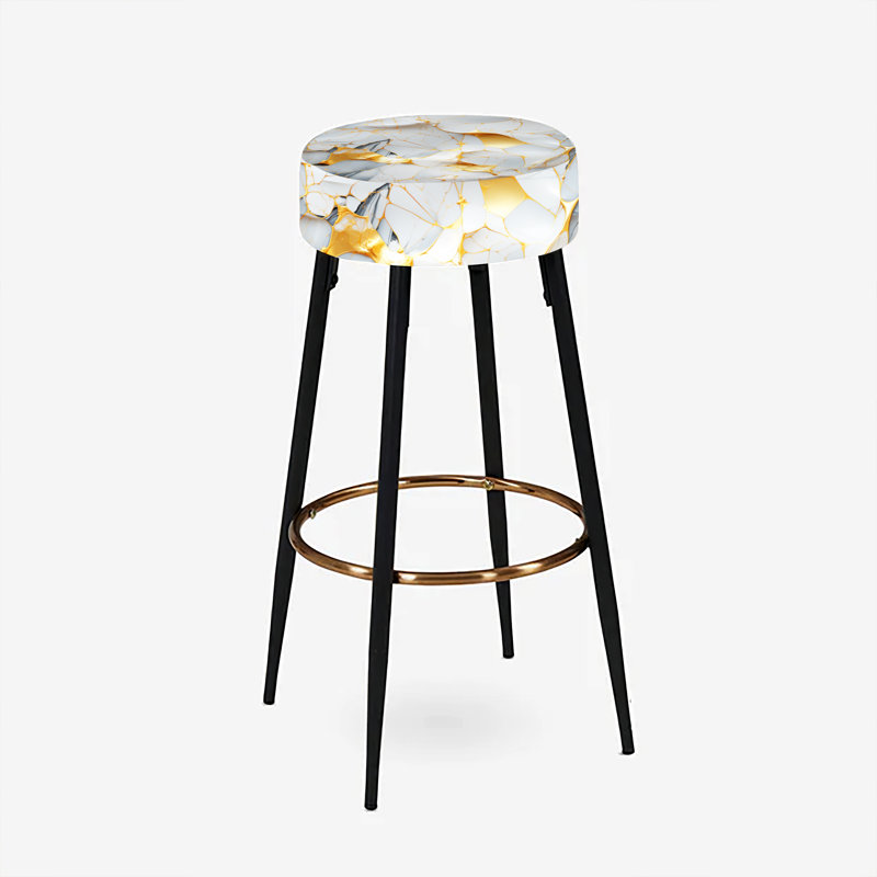 Ensemble de 2 tabourets de bar en marbre doré doré et blanc de luxe Opulence