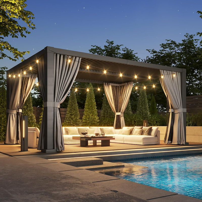 Pergola 12' X 16' Outdoor Aluminum Pergola Adjust...