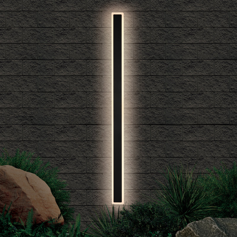 Astacia LED Wall Light, IP54 Weatherproof, Indoor/Outdoor, 3000K, 142.5cm H x 8.5cm W x 6.5cm D, Sand Black