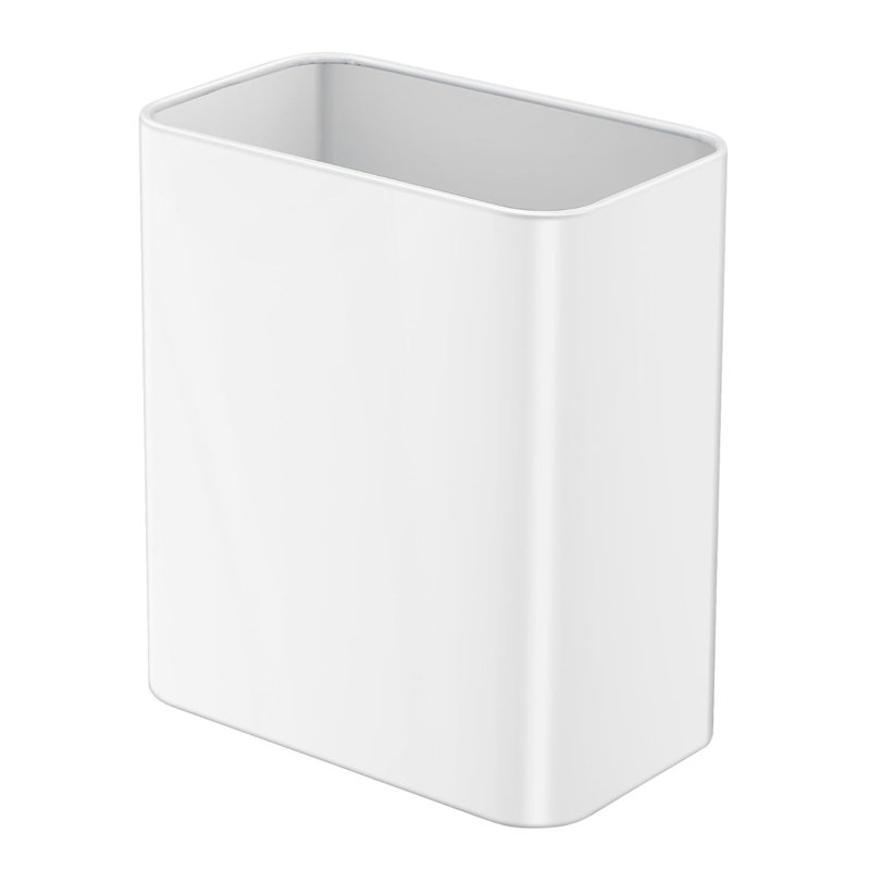 White Stainless Steel Slim 2.1 Gallon Trash Can