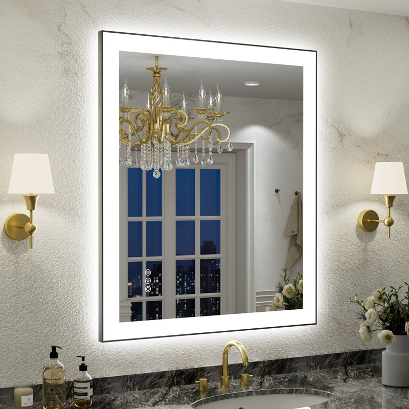UL Certified Front & Back LED Bathroom Vanity Mirror – Anti-Fog, Tempered Glass, Black Aluminum Frame, 36"H x 30"W