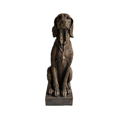 Vintage Bronze Sitting Hound Dog Statue Resin Hunting Dog Sculpture Decor for Farmhouse Living Room Entryway Table Shelf Indoor Home Decor Rustic Western Dog Figurine Gift for Hunter Dog Lover