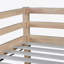 Lit simple mezzanine bas avec glissade, échelle, barrières de sécurité, lit mezzanine simple en bois d'hévéa, naturel