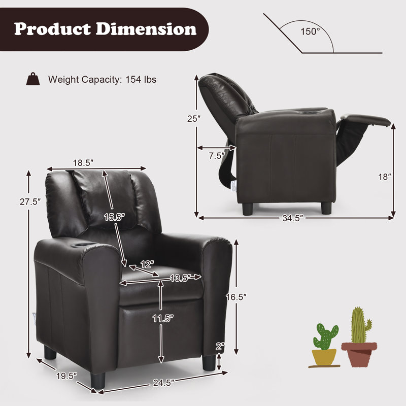Fauteuil inclinable pour enfants Kinchen, Brun